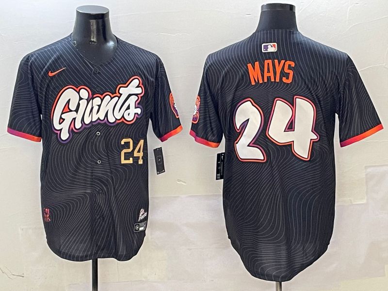 Men San Francisco Giants #24 Mays Black Second generation Joint Name Nike 2025 MLB Jersey style 4